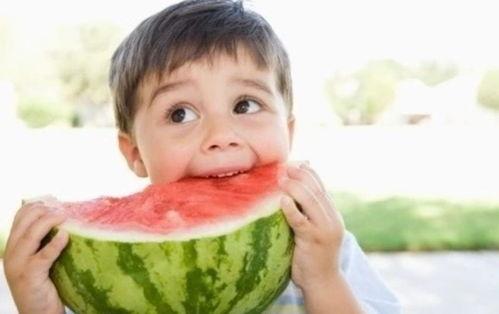 夏天吃瓜儿童